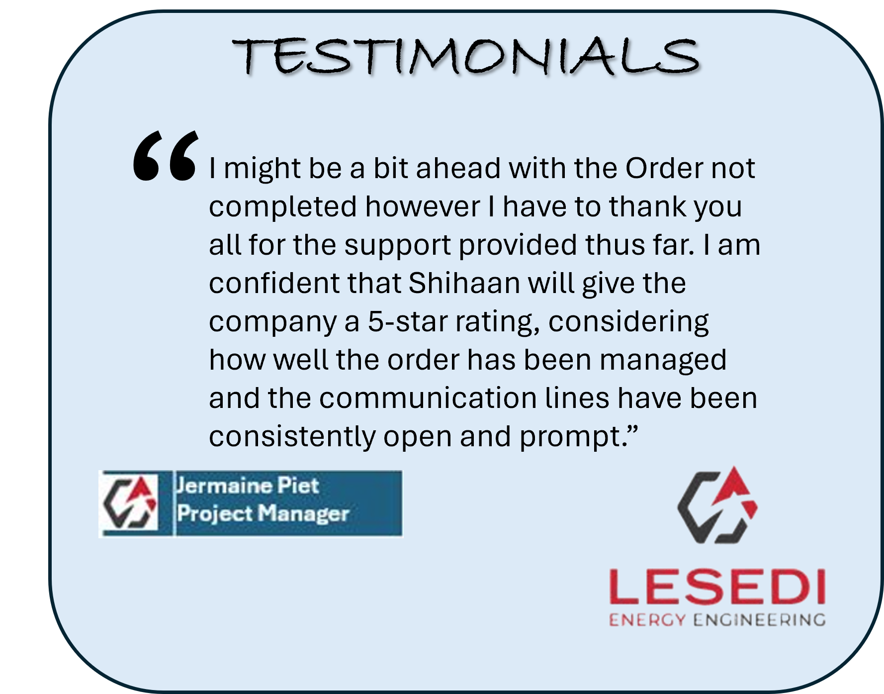 Testimonial - Lesedi